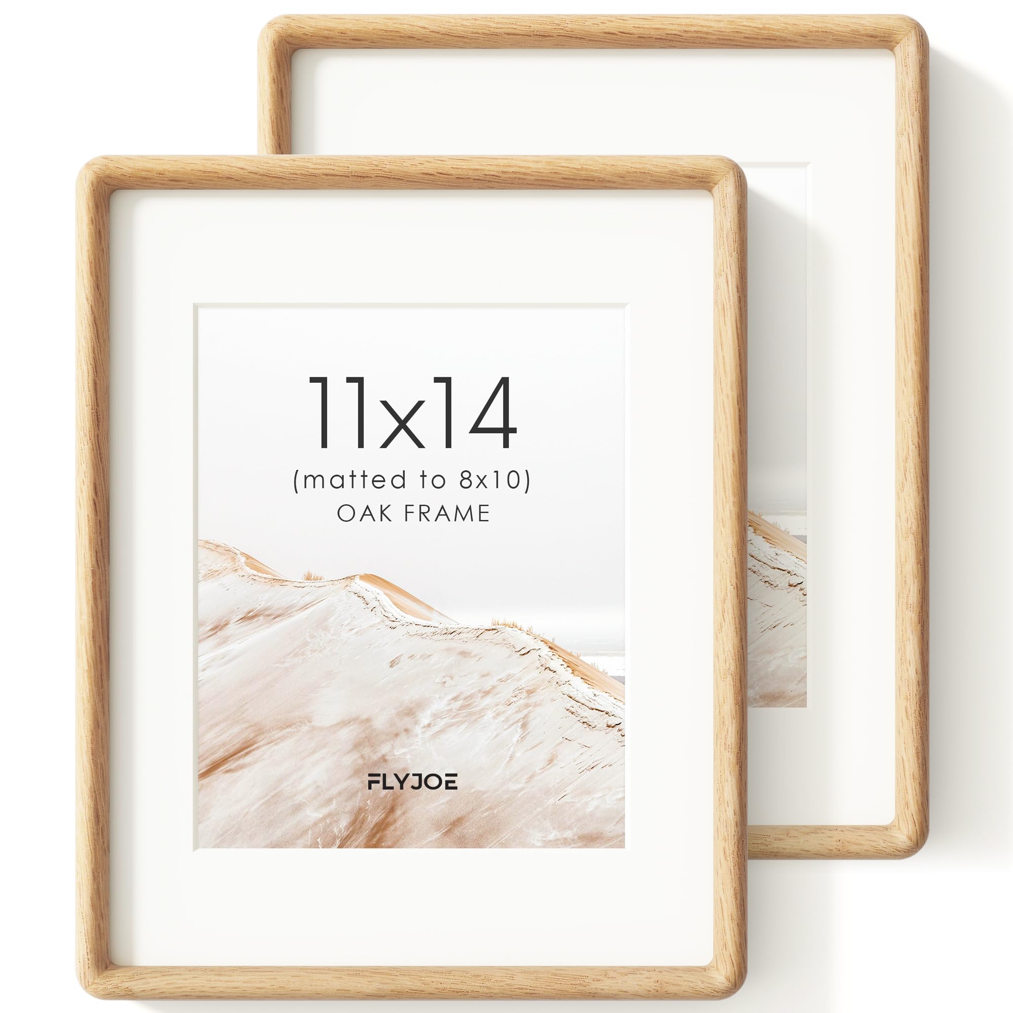 11x14 Picture Frame, Solid Oak Wood Photo Frame, Rounded Corner, 2 Pack