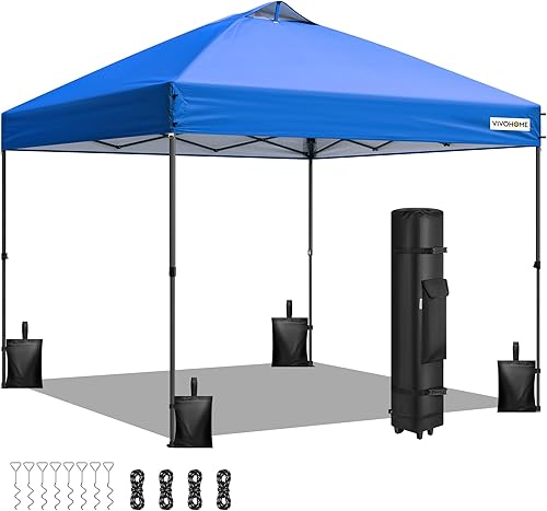 Miniatura 11 de VIVOHOME - Tienda de campaña desplegable de 10 x 10 pies, configuración de un solo empuje, tienda de campaña portátil para exteriores resistente con
