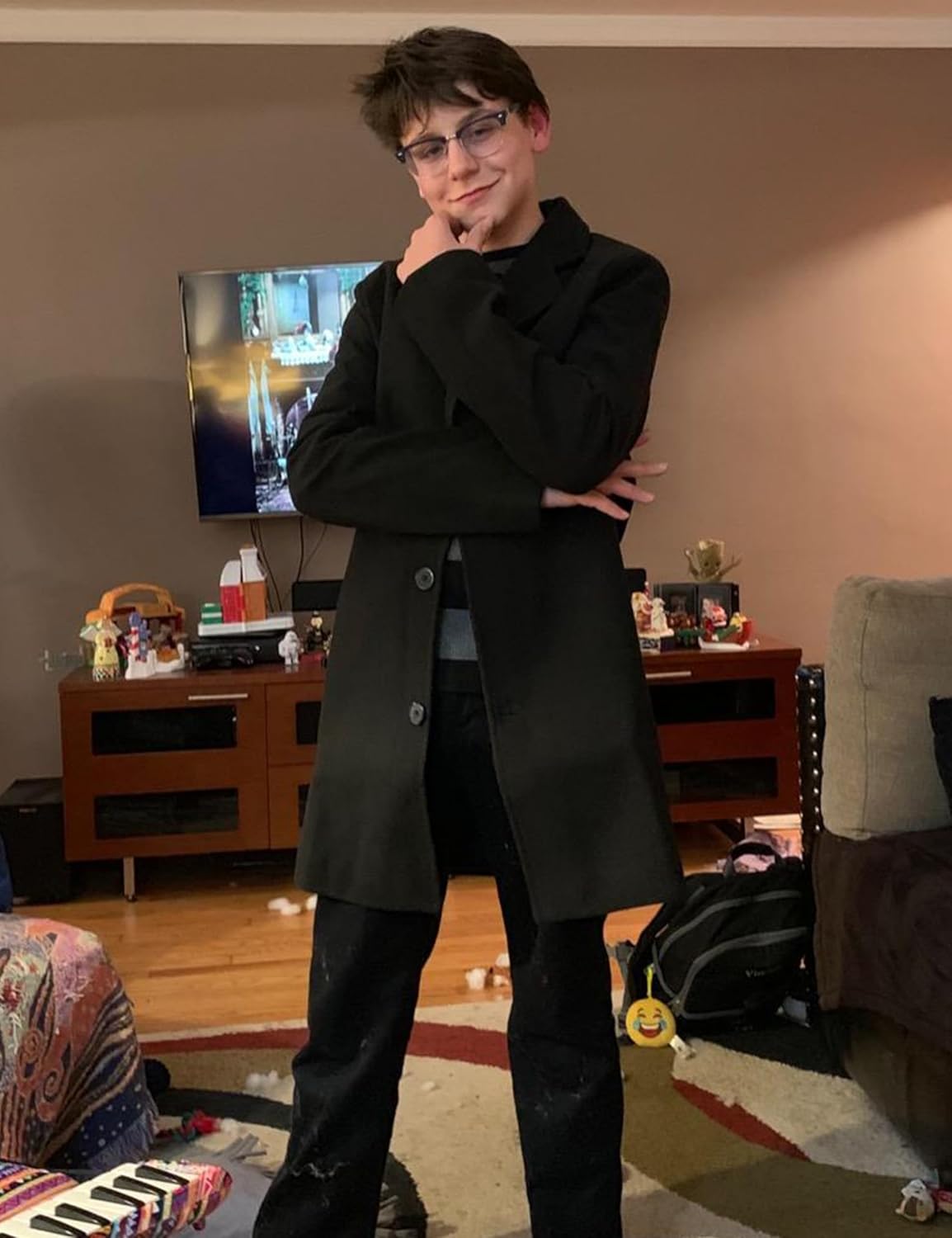 UANEO Mens Wool Blend Trench Coat Notch Lapel Camel Peacoats Winter Overcoat - Image 4