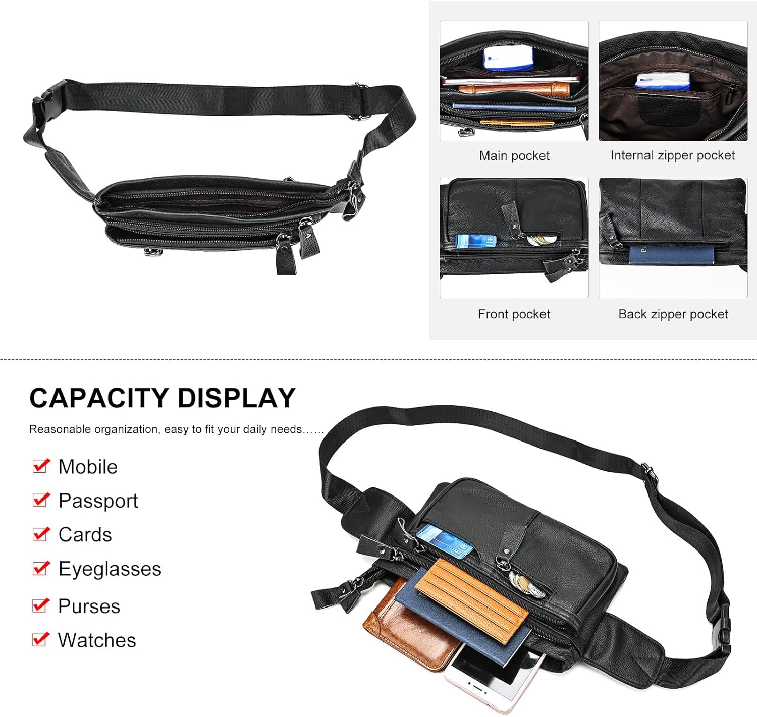 ヴィンテージタンの大型イタリアンレザーウエストバッグ、XLサイズのレザースリングバッグ、レザーファニーパック、ソフトレザークロスボディ 、ブラウンレザートラベルバッグ - Etsy 日本 本革ファニーパック クロスボディ スリングバッグ 盗難防止ジッパーウエストパース, 11-ブラック, One_Size, クラシック