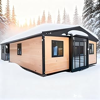 Tiny Homes for Sale Prefab, Luxury Shipping Container Expandable Container House Foldable Tiny Houses to Live in for Adults, Modular Mobile Homes with 2 3 4 Bedrooms 1 Kitchen & Bathroom