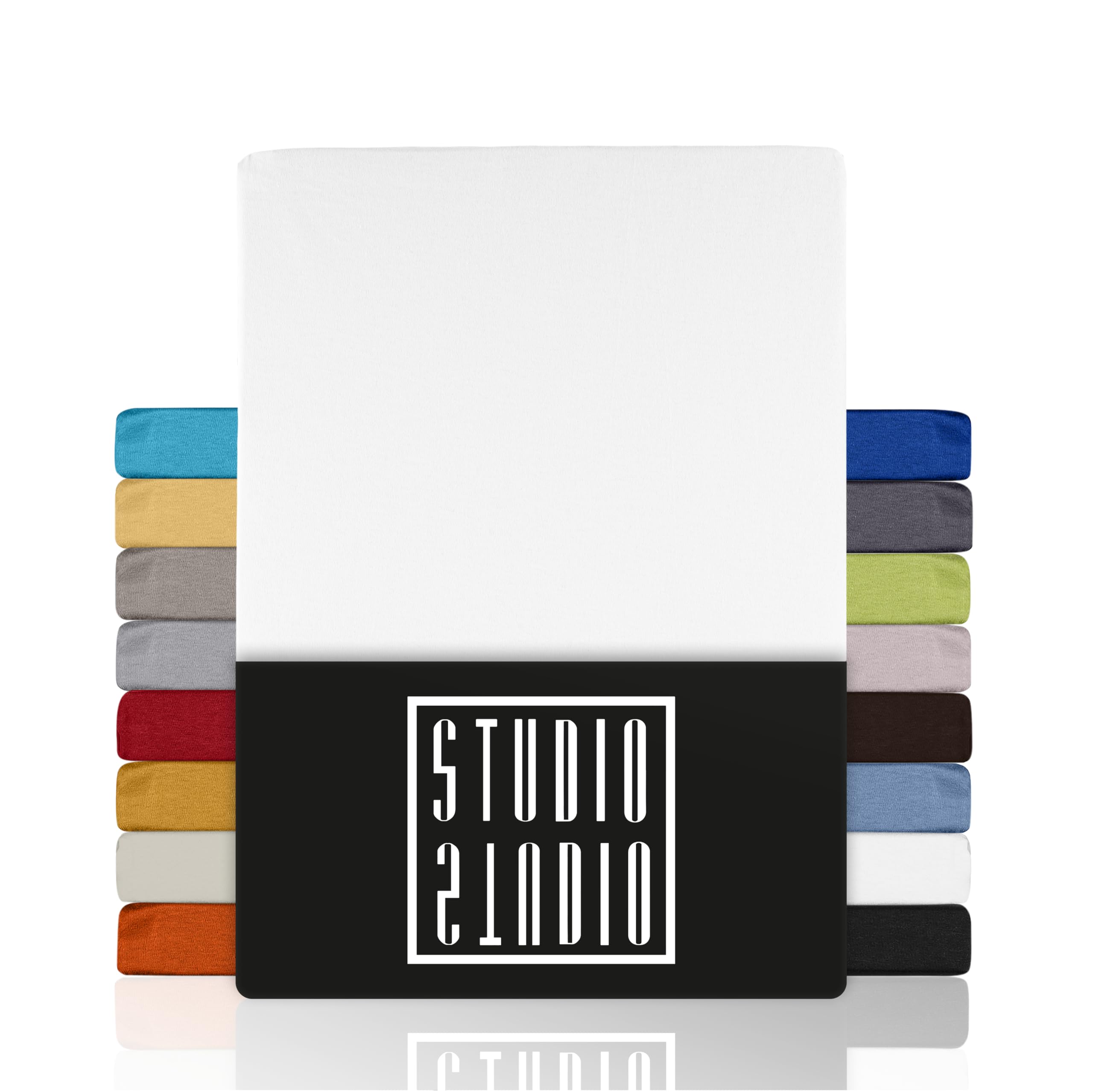 STUDIO Basic Fitted Sheet 90 x 190 cm - Jersey Fitted Sheet Made of 100% Combed Cotton - White - Oeko-Tex Certified, Non-Iron & Elastic - for Mattresses 15-25 cm โ image 1