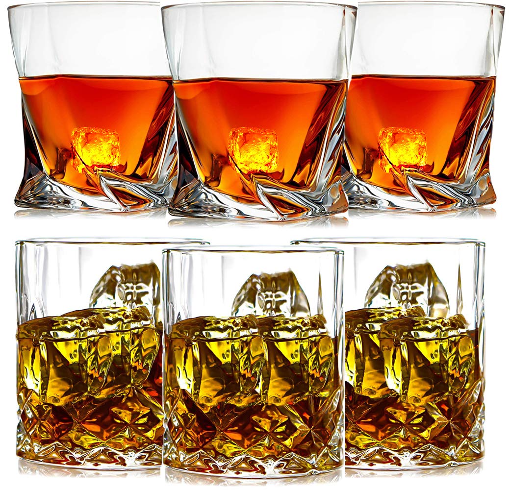 Cadeaux for hommes, verres à whisky, ensemble de 6 verres à whisky à l'ancienne, cadeaux à whisky for les amateurs d'hommes, verres de style for bourbon, verres à rhum, verres à whisky de bar/6/1437