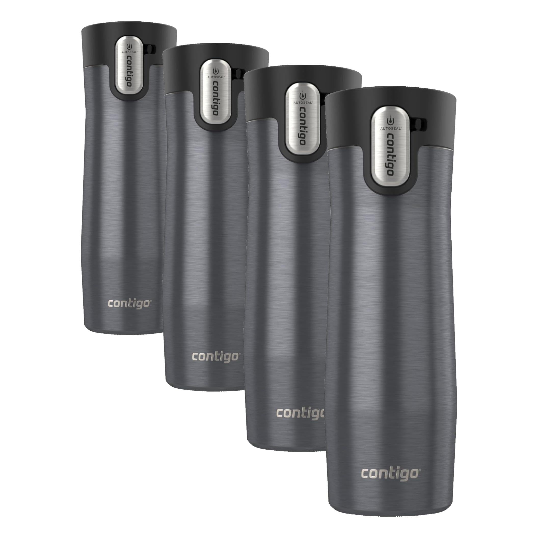 Contigo Travel Mug, Vacuum-Insulated Stainless Steel | AUTOSEAL Technology | Easy-Clean Lid | 20 oz | 2-Pack, Pack of 4 20oz (Single Pack) (Pack of 4) Sake