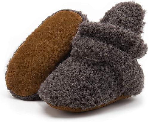 Bellocasa Botines de forro polar para bebés, niños y niñas, pantuflas antideslizantes con agarre suave, zapatos de calcetín para recién nacidos,