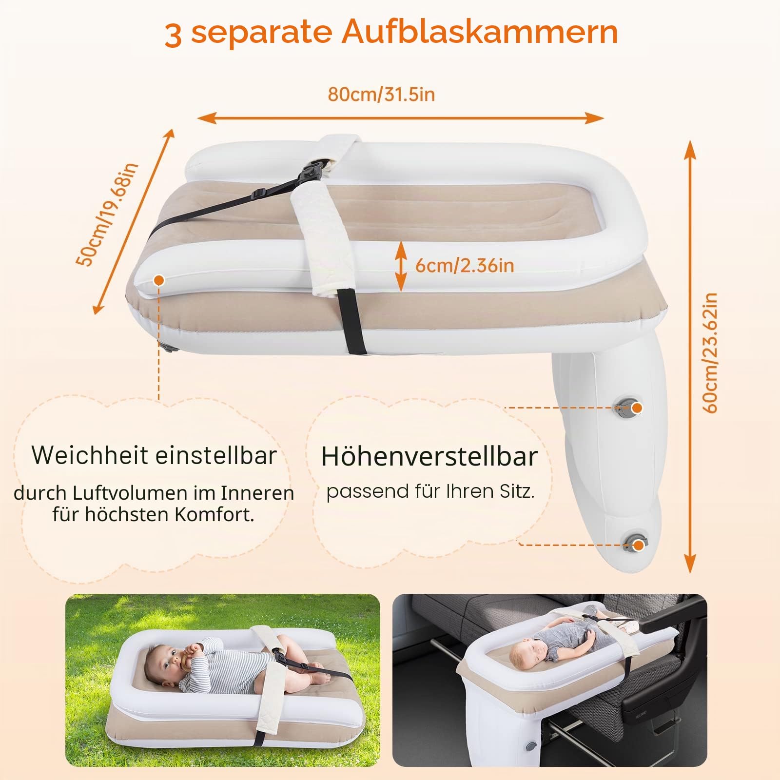 PAHTTO Aufblasbares Flugzeugbett für Kinder, Tragbare Reisematratze für Kleinkinder und Babys Mit Handpumpe, Flugzeug-Reiseutensilien