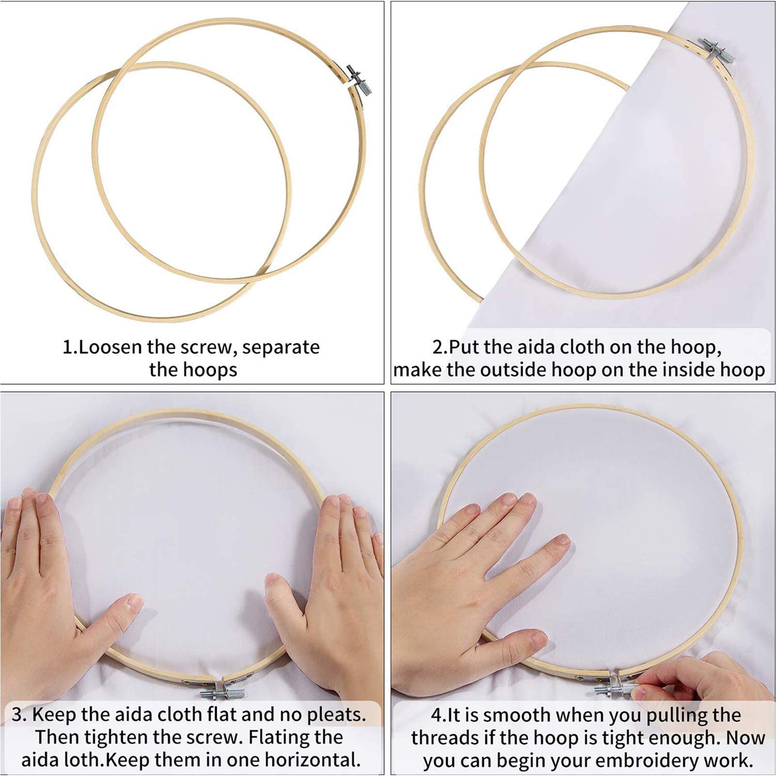 4 Sets Full Range Embroidery Starter Kit with cat Pattern and Instructions Cross Stitch Kit Mother's Day Gift Including Patterned Embroidery Cloth Hoop Threads Needles Scissors