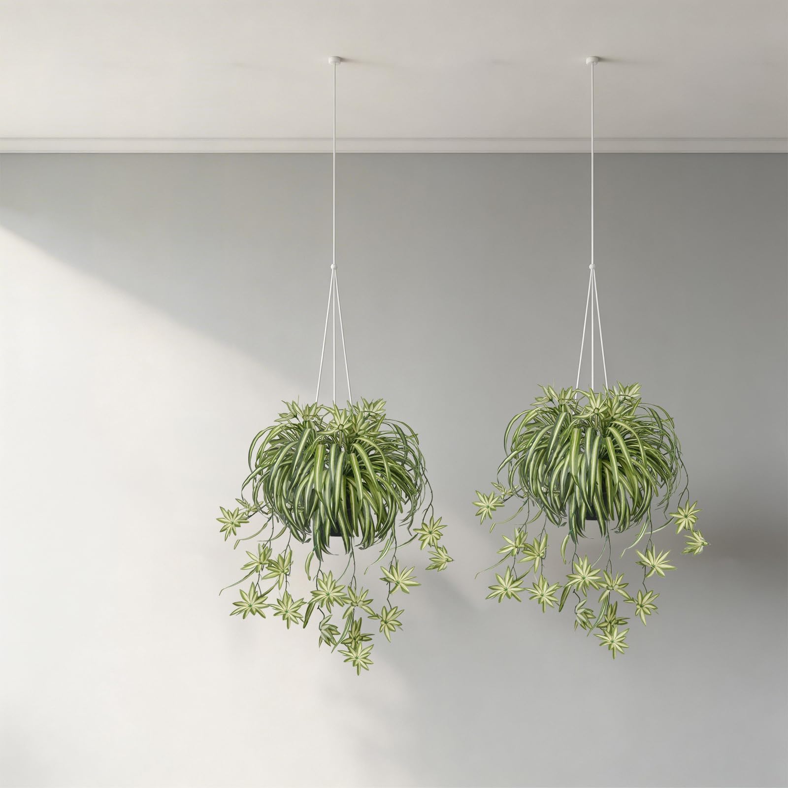 2 Pezzi Piante Finte con Vaso 50 cm Pianta di Ragno Artificiale | pianta artificiale da intern in Vaso Pianta Finta con Vaso in Plastica Grandi Decorazioni per Ufficio Bagno