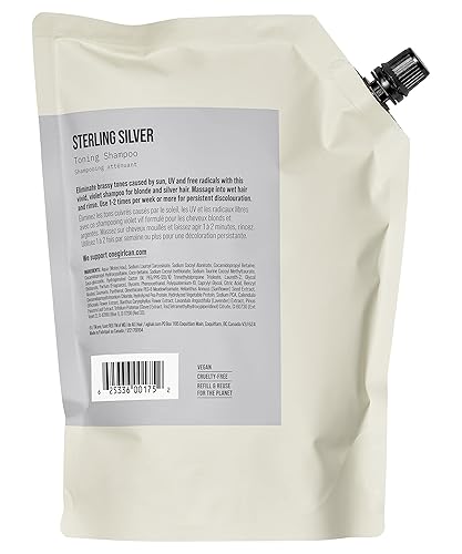Miniatura 2 de AG Care Champú tonificante morado de plata esterlina – Champú gris y rubio para eliminar el cobrizo y los tonos amarillos, bolsa de repuesto de 33.8