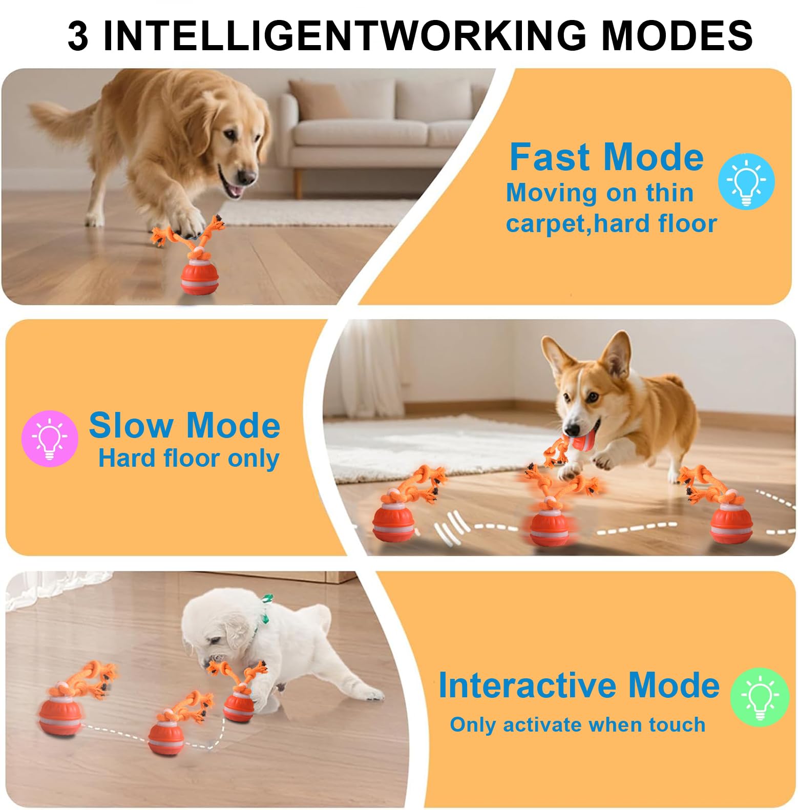 Juguetes interactivos para perros, juguetes interactivos inteligentes para perros para el aburrimiento, bola rodante de activación de movimiento para perros pequeños, medianos y grandes, juguete de