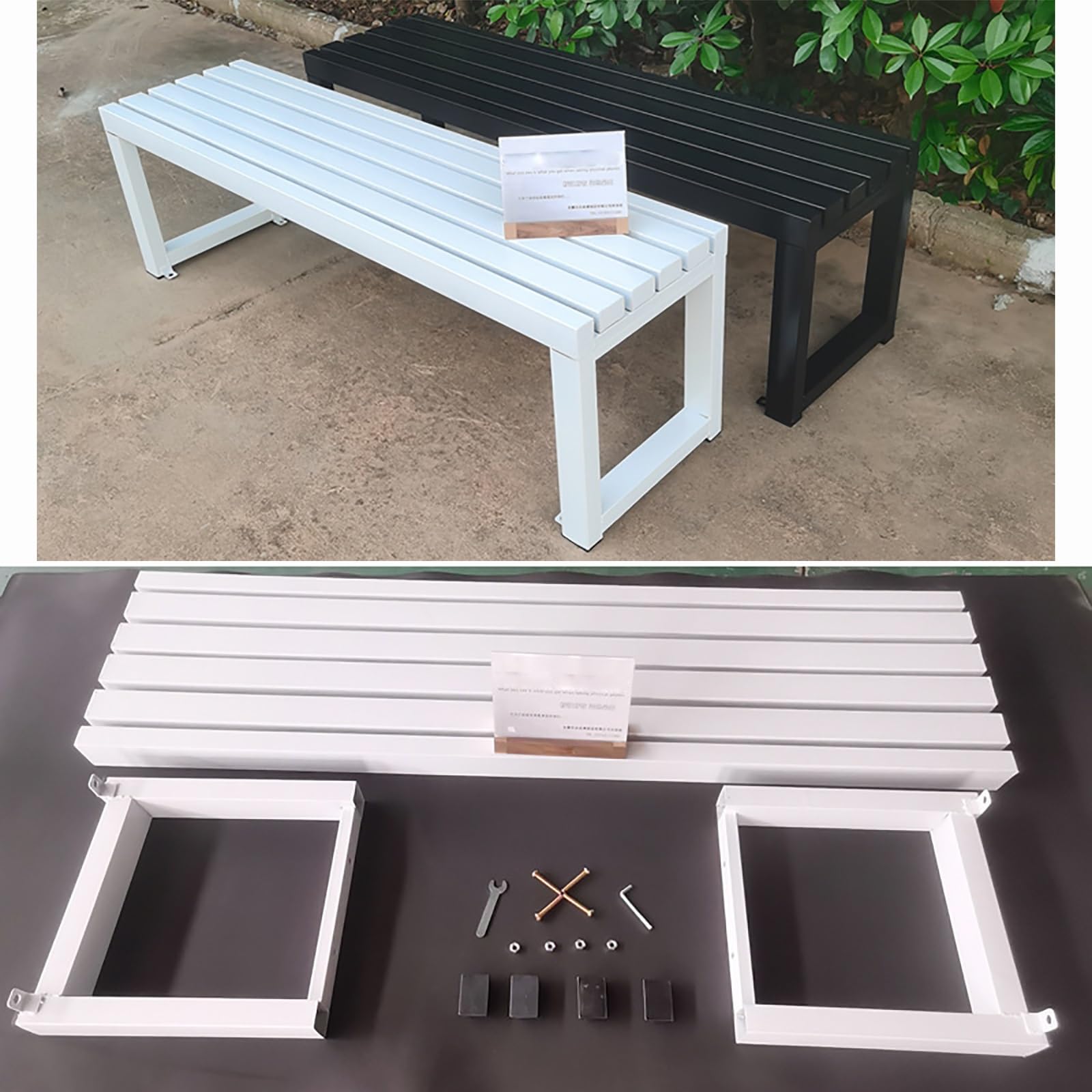 Panchina da Esterno Metallo Panchina da Giardino Panca da Esterno per Parco, Cortile, Veranda, Prato, Balcone, Cortile, Facile da Montare(Blue,100cm/39in)