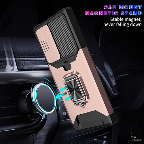 Miniatura 9 de Funda para Samsung Galaxy S23 Ultra con cubierta para cámara deslizante, cubierta de protección militar contra caídas con soporte de anillo y