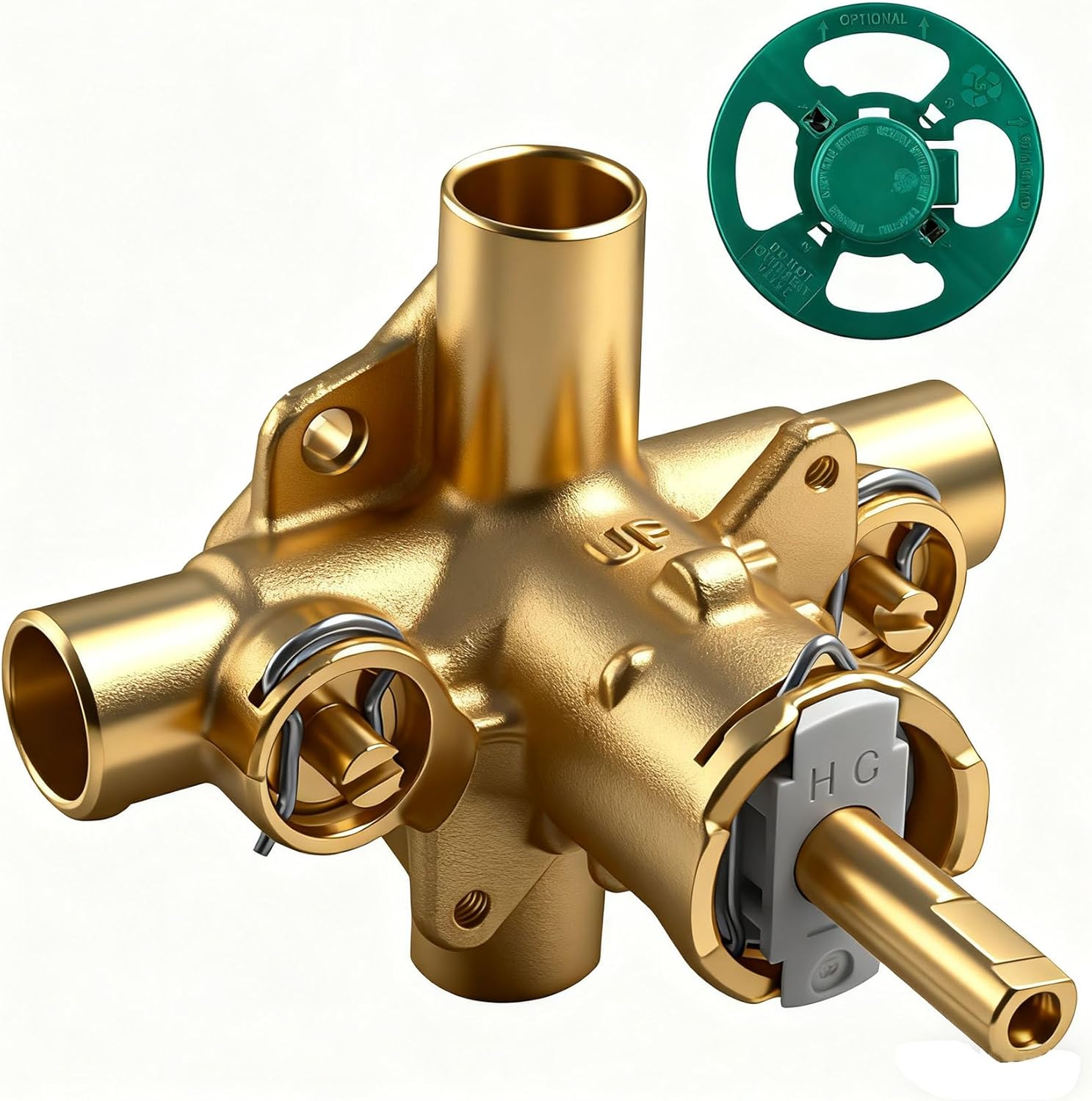 2570 Shower Valve, Pressure Balancing Cycling 4 Port Tub and Brass Shower Valves with Stops Replacement for Moen 2570-1/2 Inch CC Connections, For moen Trim Kit, Includes 1222 cartridge