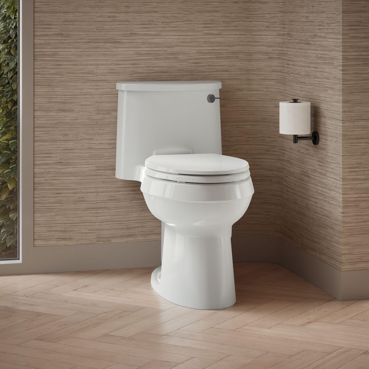 Adair Comfort Height One-Piece Elongated 1.28 GPF Toilet with AquaPiston Flush Technology and Right-Hand Trip Lever, White