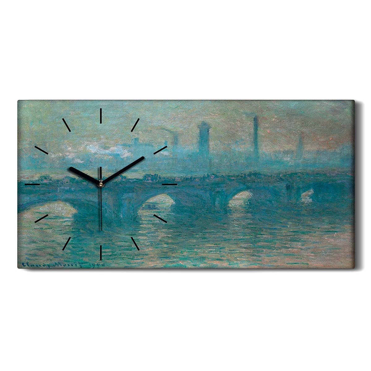 Horloge sur Toile pas tic tac déco murale Pont de Waterloo 60x30cm image moderne pour salon