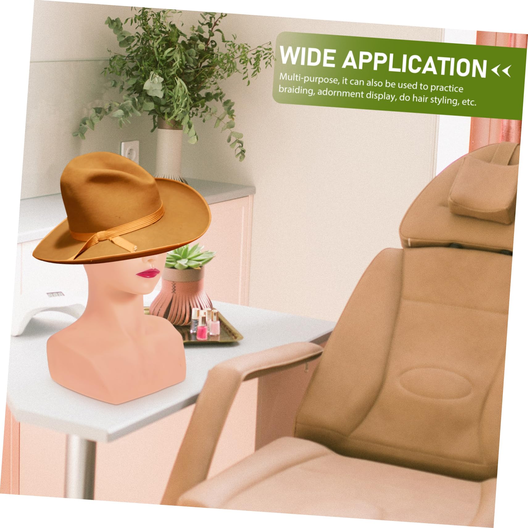 Pvc Perückenkopfständer Beige für Perücke und Hut, Schaufensterpuppe