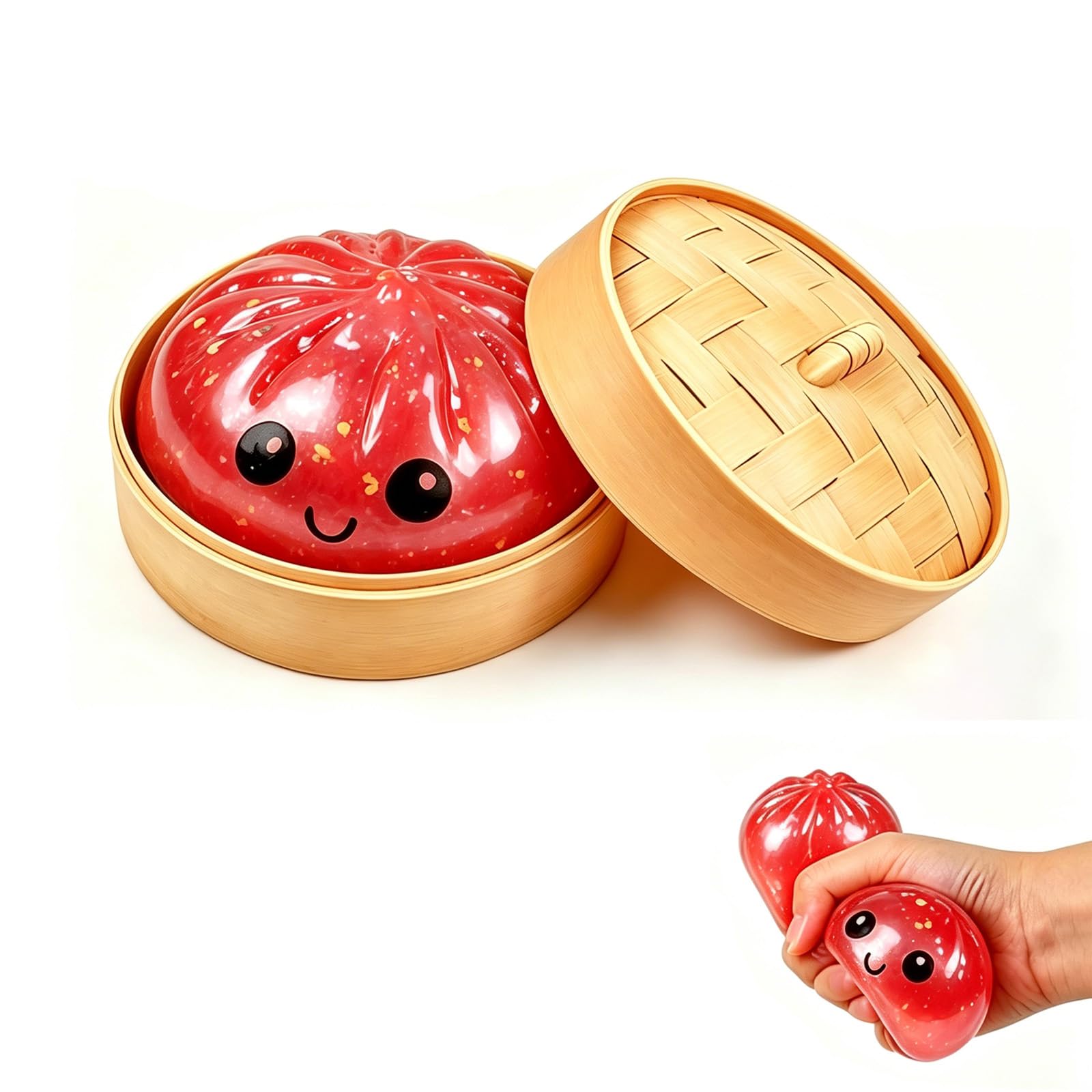 Dumpling Squishy with Sparkly Glitter Red Buns, Soft Textured Squishy for Daily Relaxation, Compact and Portable for Office, Home and Daily Use
