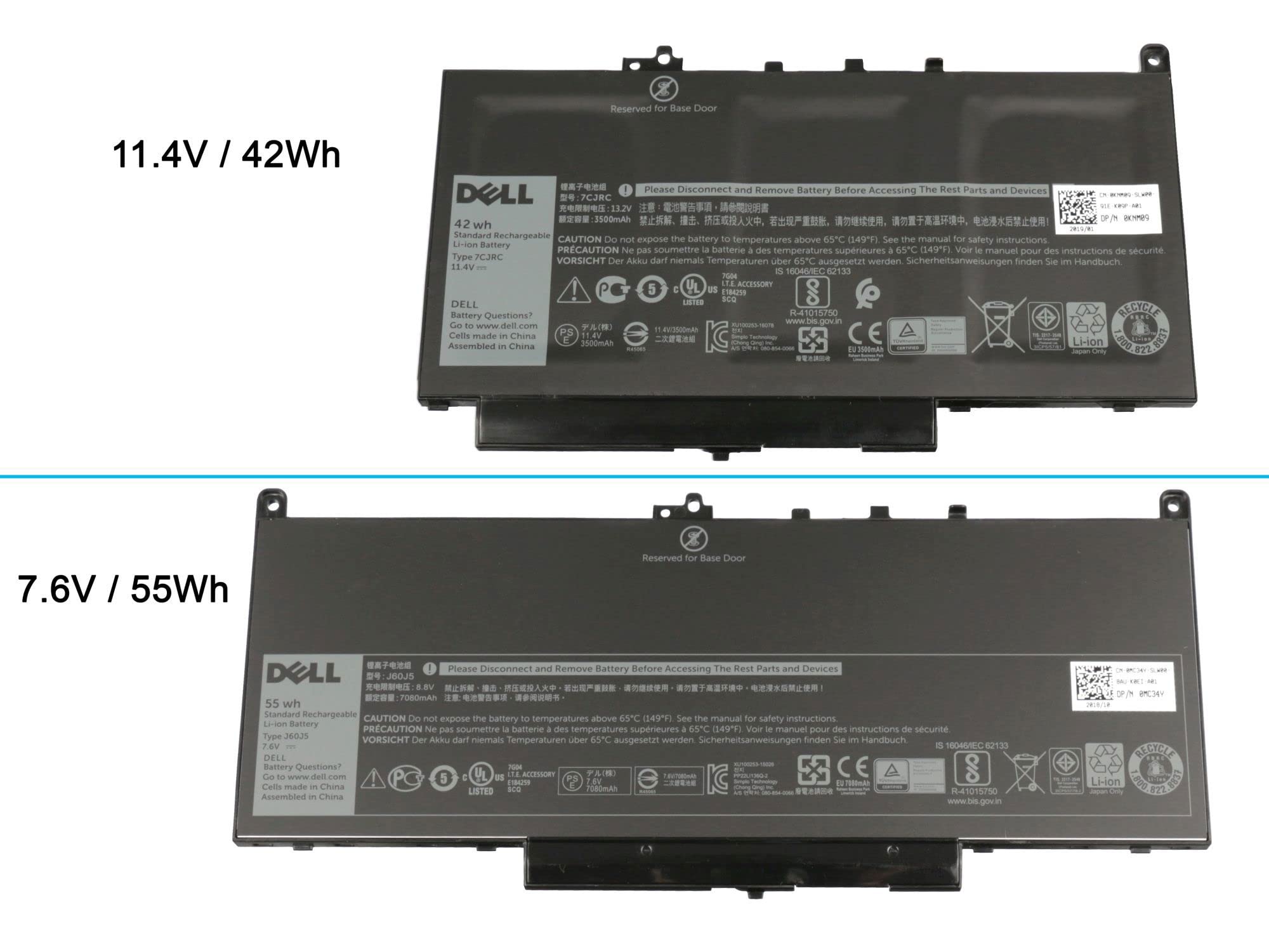 Dell J60J5 / MC34Y / NJJ2H Accu  7.6 V, 7200 MAh, 55 Wh 123accu Huismerk I32171