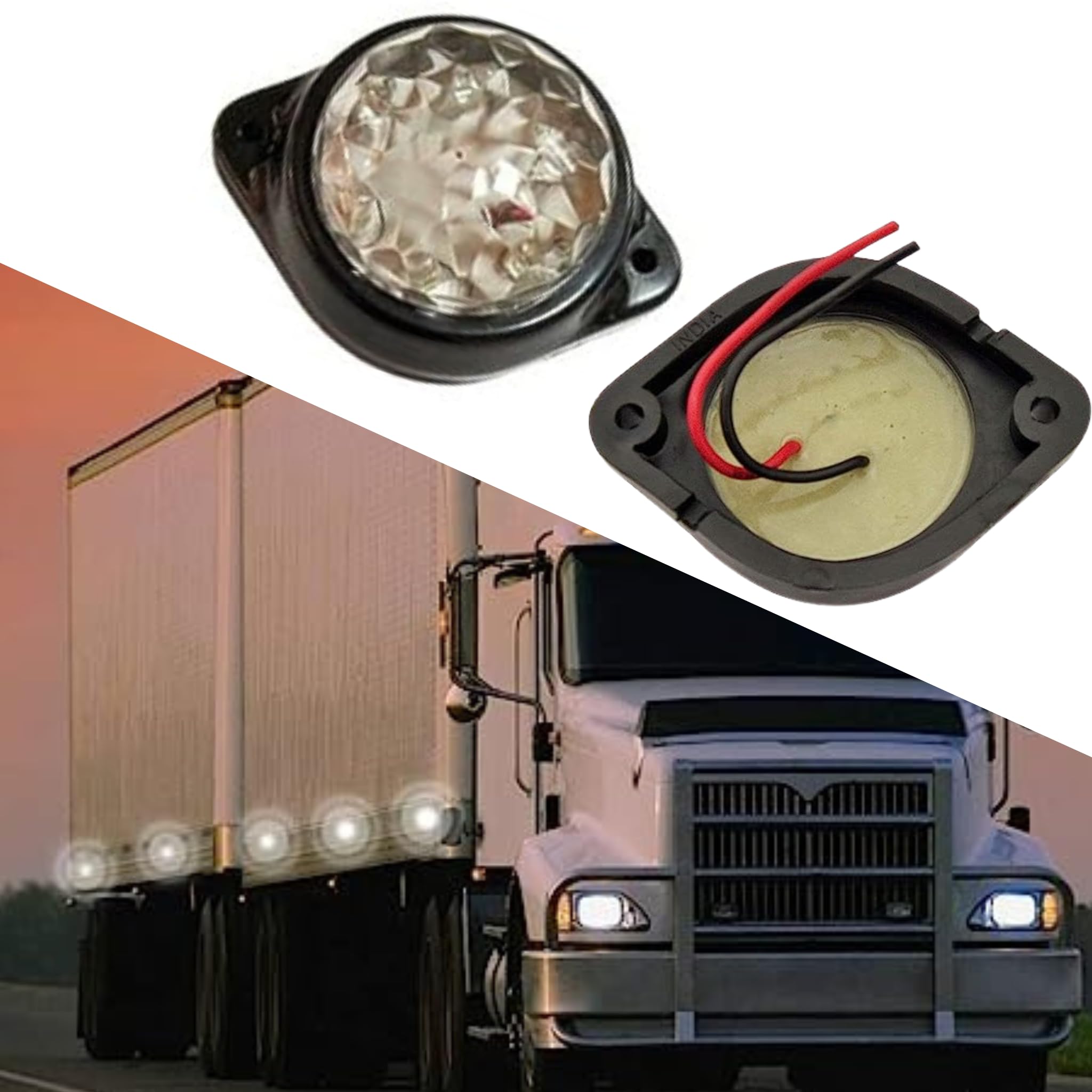 Lot de 10 feux de position latéraux arrière à LED transparents pour camions, remorques, marqueurs de cabine, marqueurs de camping-car, lumière LED mari
