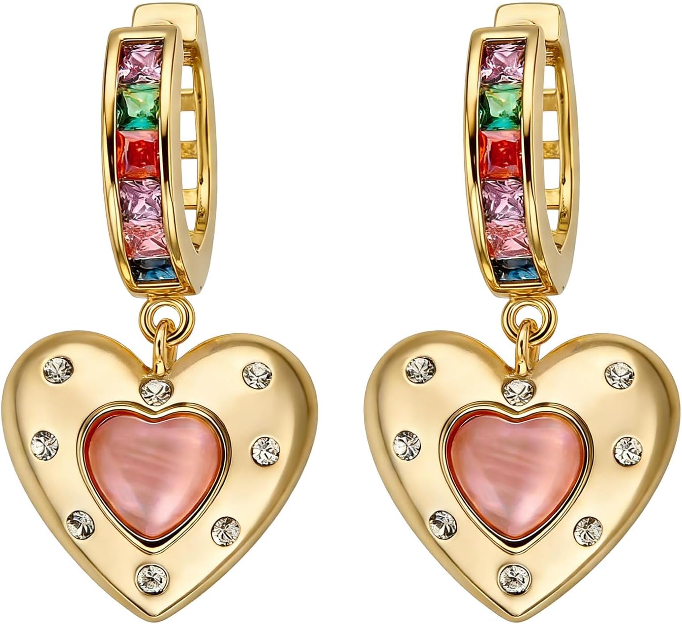 2026 Mothers Day Gifts from Son/Daughter,Diamond Heart Earrings for Mom/Wife/Daughter,Dainty Mothers Day Hoop Earrings with Diamond