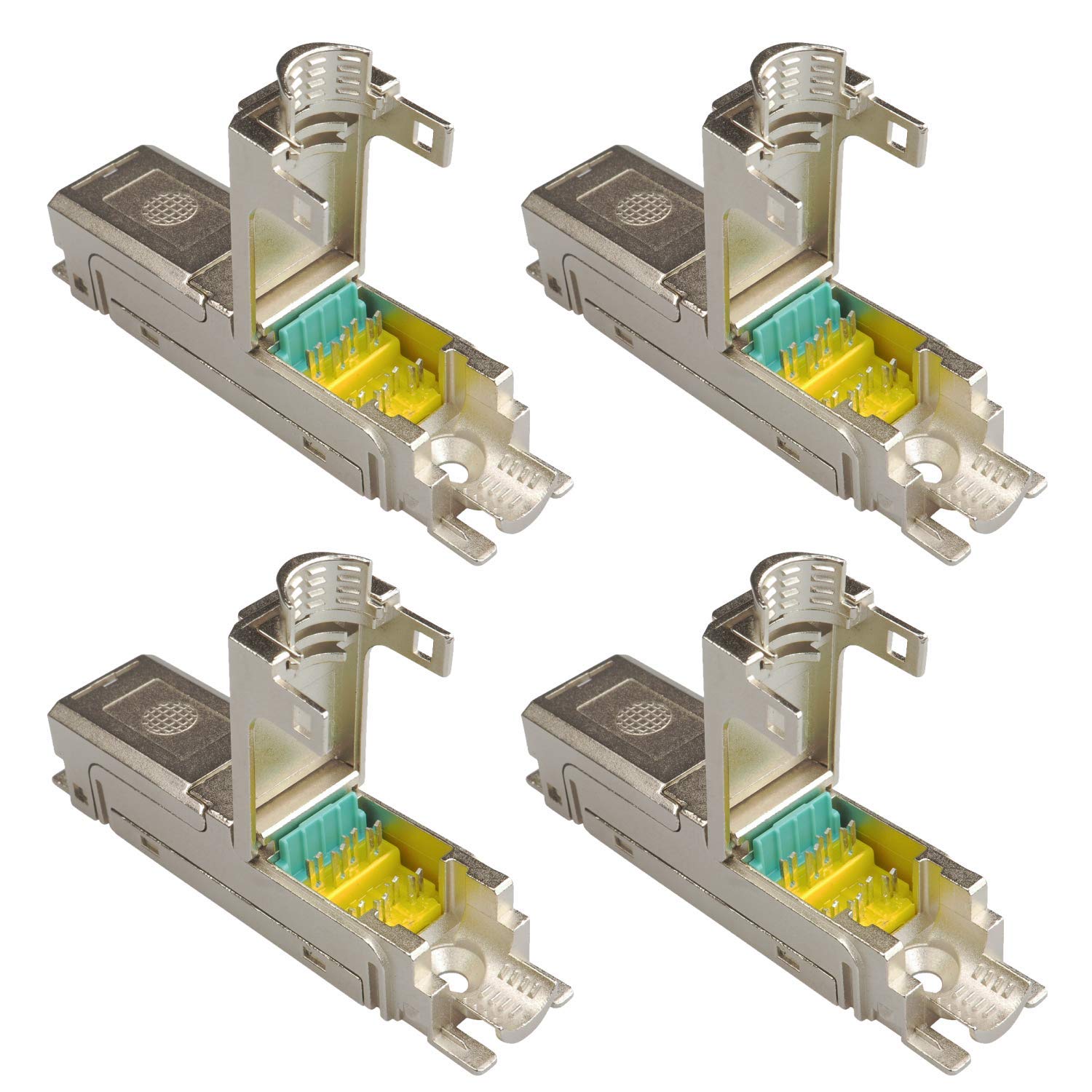 AIXONTEC 4 x fixLink LAN Verbinder Cat.6A Netzwerk Verbindungsmodul für Cat.7 Kabel Ethernet Adapter geschirmt | AWG 23 Datenkabel LSA Netzwerkverbinder geeignet für CAT5 CAT6 CAT6A CAT 7 LANKabel