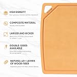 BESTCOOK Ensemble de planches de coupe en fibre de bois 3, Panneaux de coupe composites avec rainure de jus, lave-vaisselle sans danger, non toxique, sans BPA, non poreux, pieds non glissants, durable pour couper la viande, les légumes, les fruits