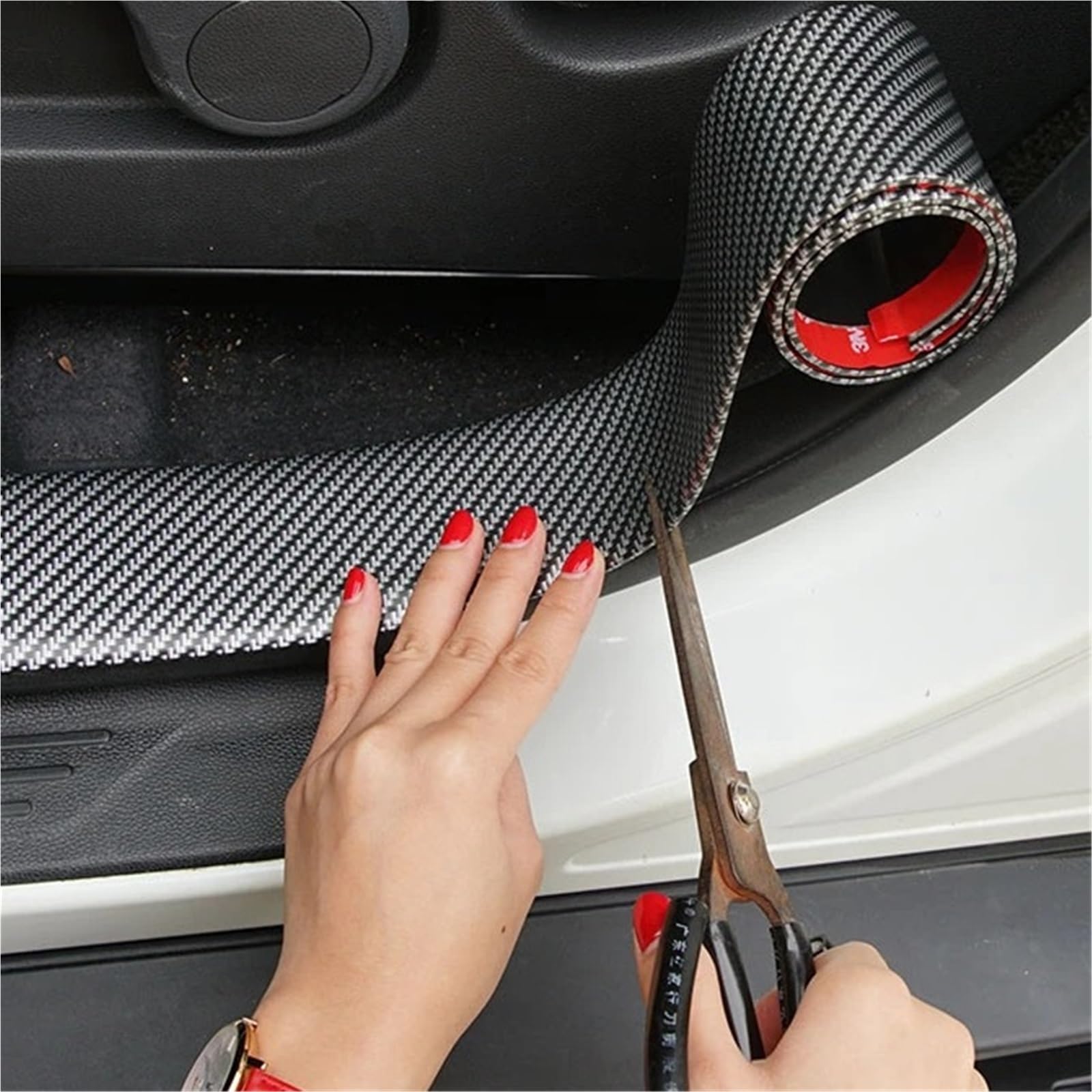 Adesivi per paraurti auto, battitacco, pellicola protettiva in vinile per carrozzeria in fibra di carbonio, antigraffio spoiler inferiore spoiler protezione(7cm 2.5m 1pc)