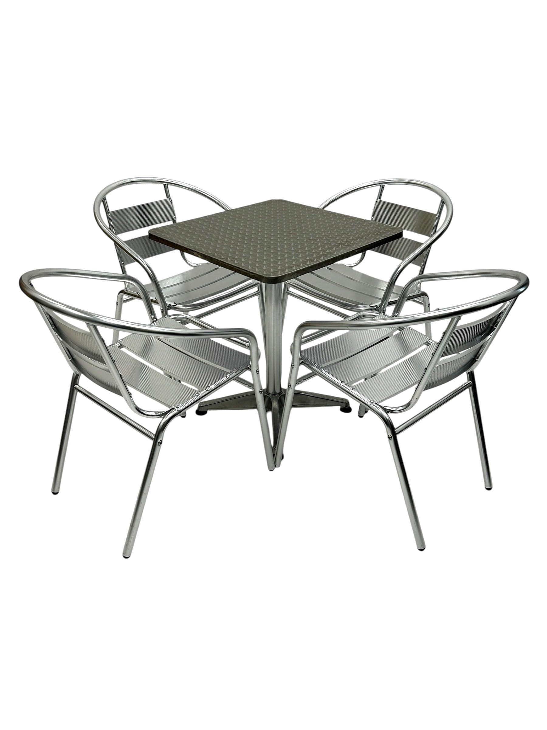 Aluminium Garden Furniture Sets, Table & Chairs Sets - 4 x Aluminium Chairs & 1 Square Table