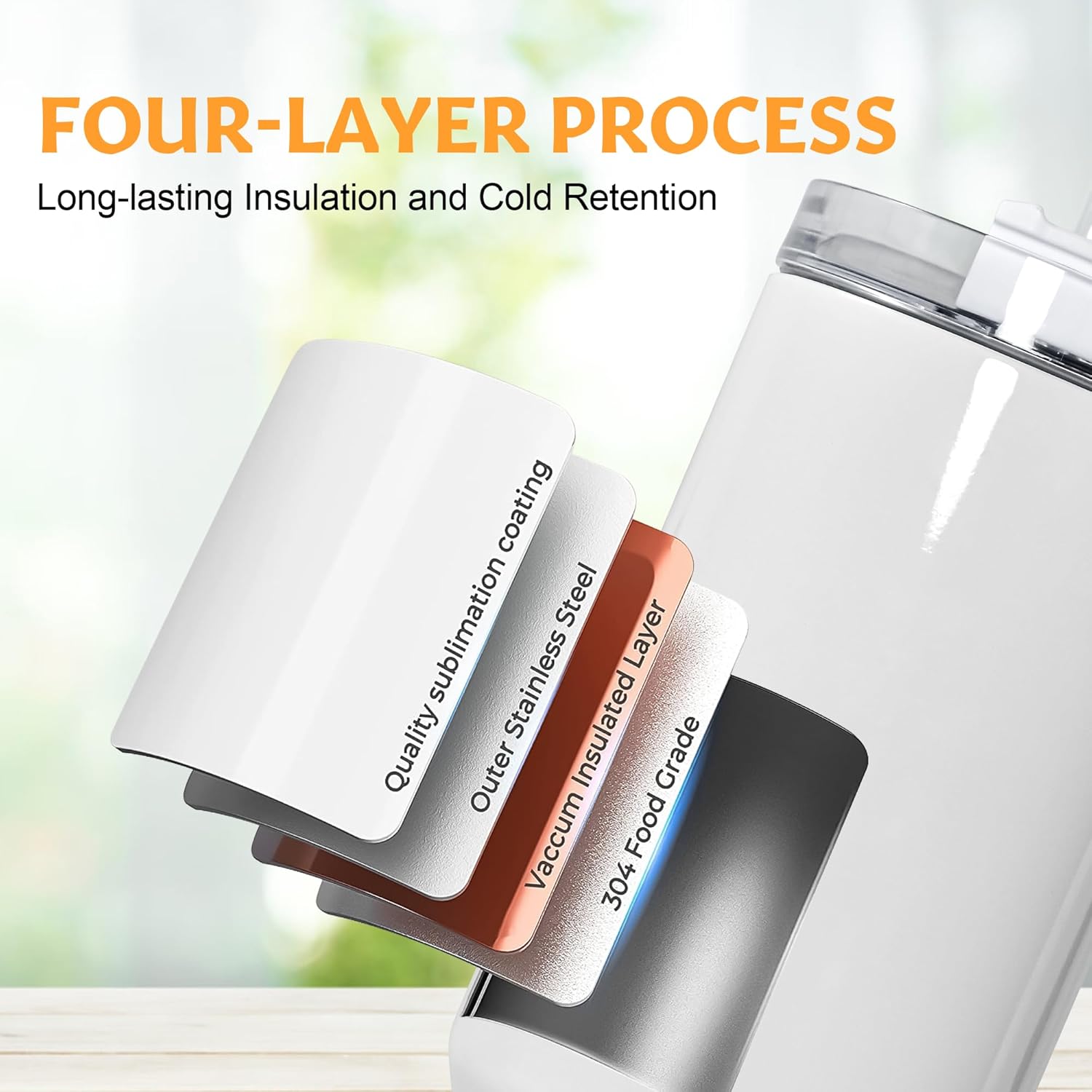 40 oz Sublimation Tumblers with White Handle Lid and Straw 12 Pack Stainless Steel Double Wall Vacuum Insulated Travel Mug Cup Bulk Sublimation Blank for DIY Gift