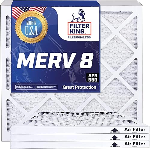 Filter King Filtro de aire 20x23x1  PACK de 3  MERV 8  Filtros plisados para horno de CA HVAC  Tamaño real 19.5 x 22.5 x .75 pulgadas