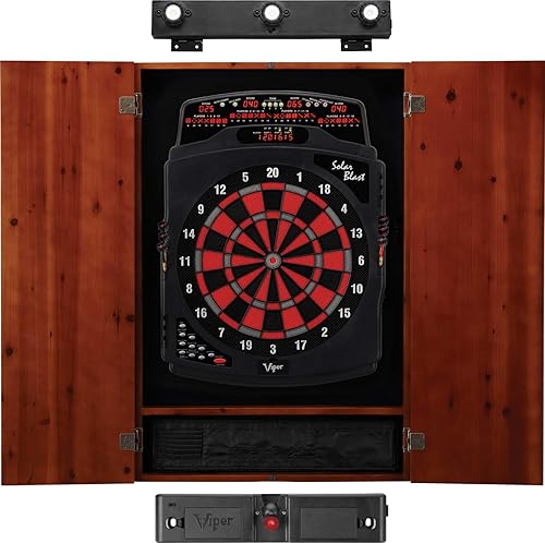 Vista 13 de Viper Solar Blast - Diana de dardos electrónica, gabinete de canela metropolitana y paquete de luz de diana Shadow Buster Espresso,Canela/Escapada