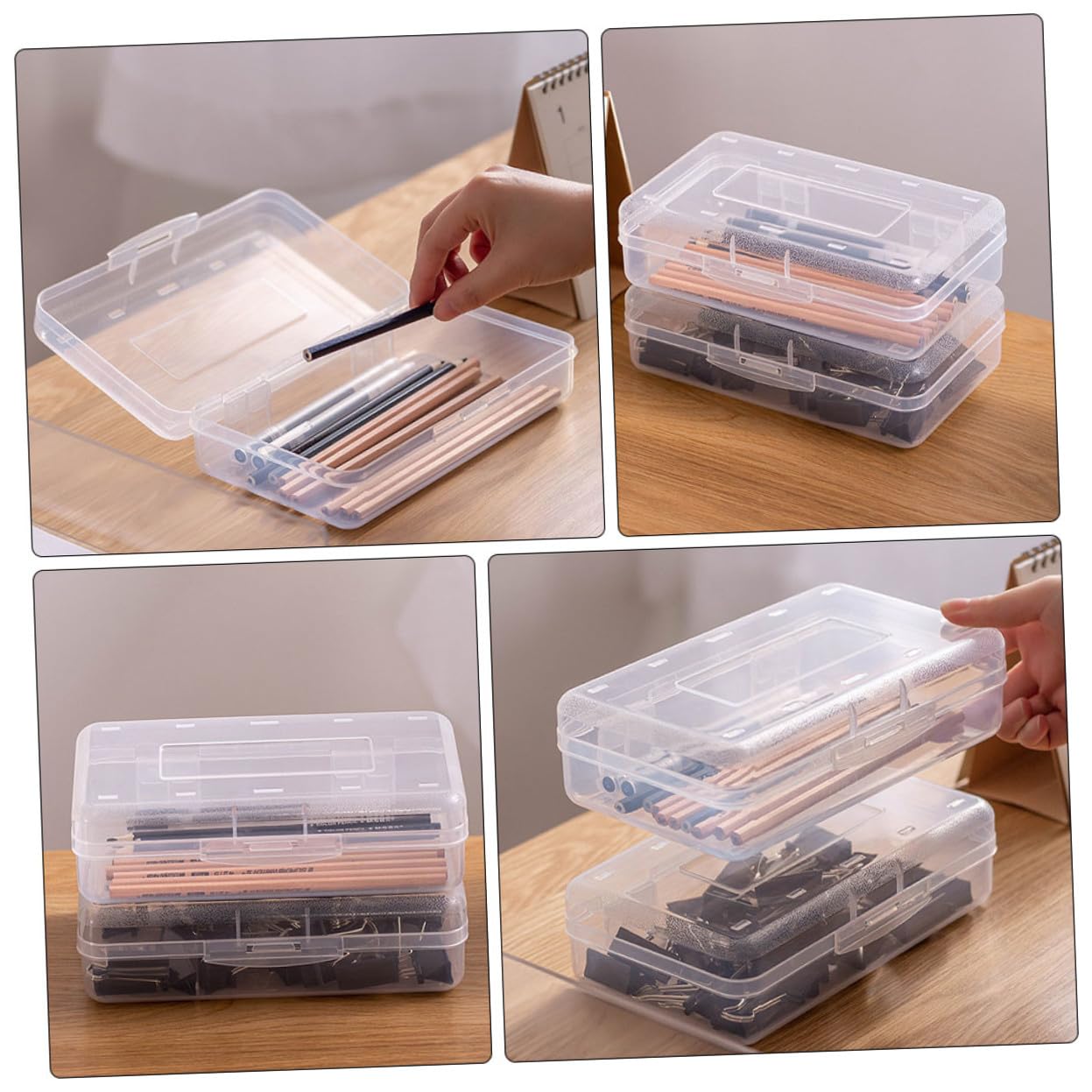 Cabilock 6 pezzi Porta Penne Trasparenti in Plastica Leggera e Resistente Contenitori Impilabili per Organizzazione Cancelleria Casa Scuola e Ufficio