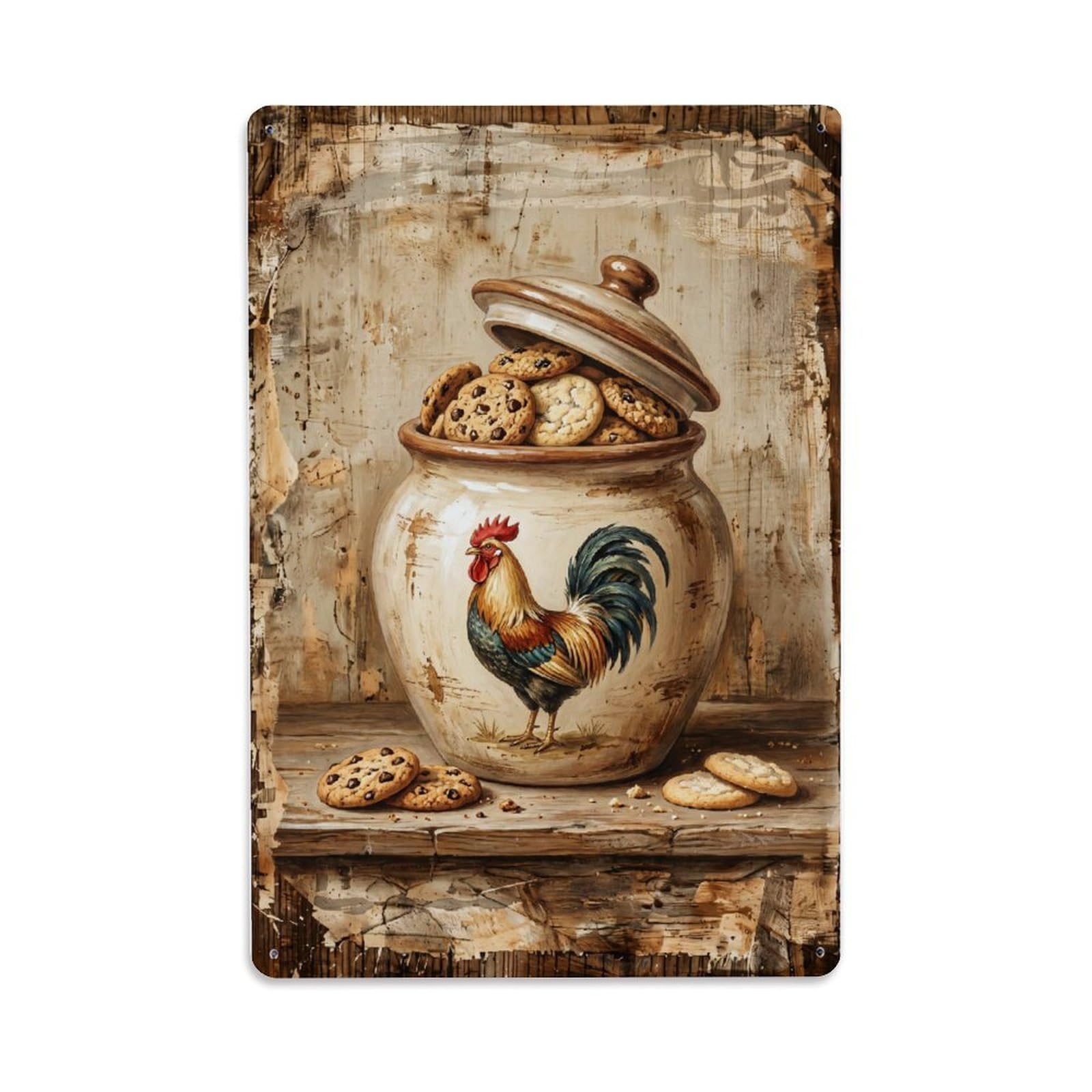 Country Kitchen Cookie Jar Baking Countryside Home Metal Tin Sign Plaque Wall Decor for Cafe, Club Bar, Office, Home Garden Metal Poster 8x12Inch