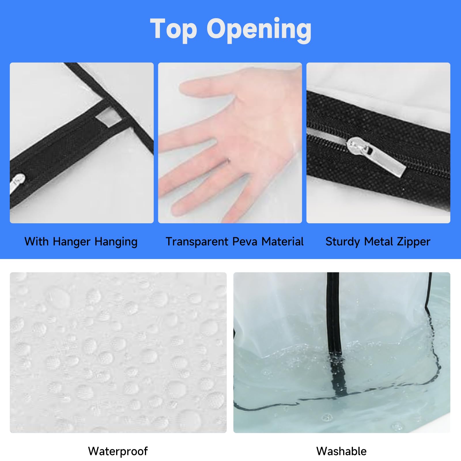 12 Fundas de Ropa, Bolsas Guardar Prendas Antipolvo Impermeables para Trajes, Vestidos, Camisas de Noche, Fundas Ropa Armario Transparente, Bolsas para Prendas a Prueba de Polillas - 5