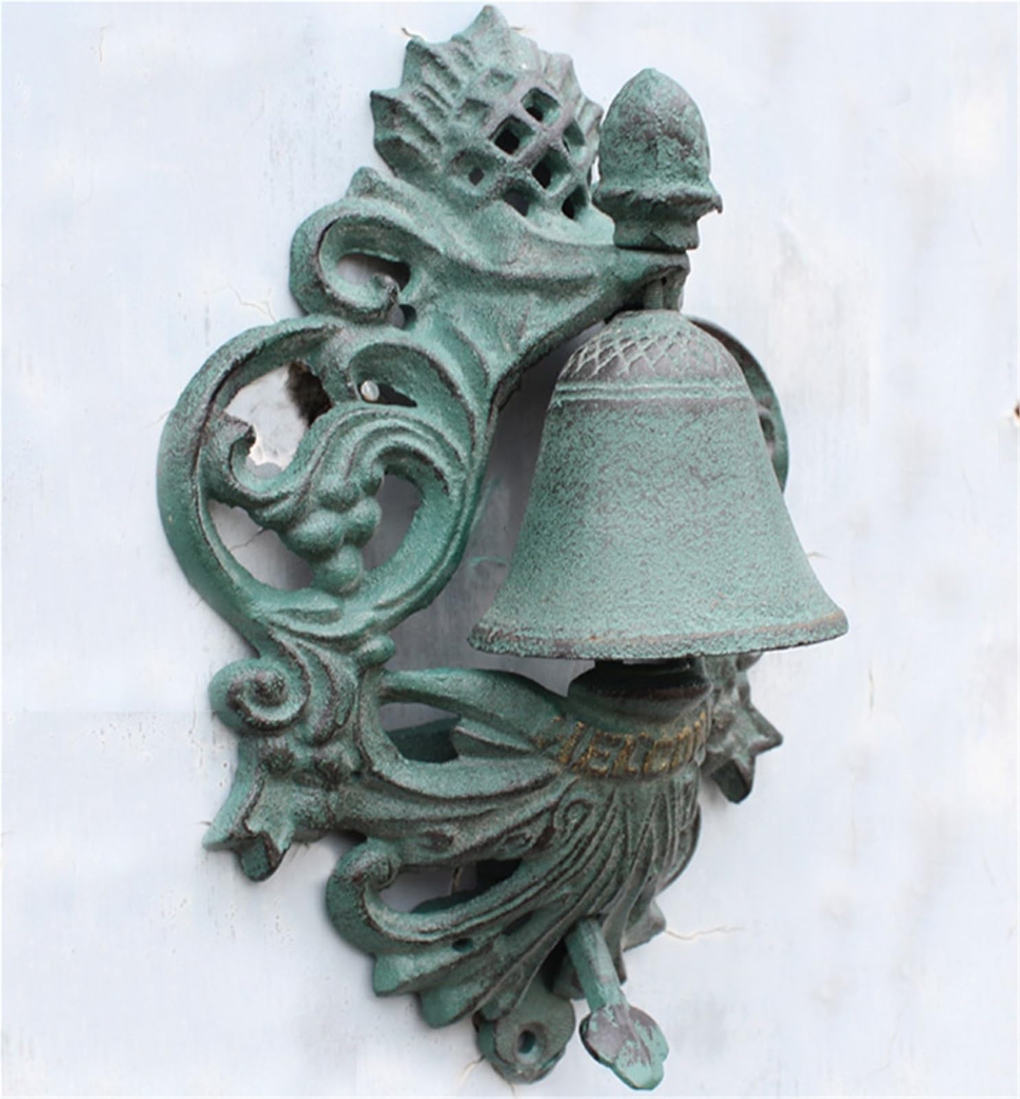 Dfgrgrv One Color Cast Iron Bell Doorbell Knocker Crafts Retro Hand Press Bell Courtyard Home Wall Decoration
