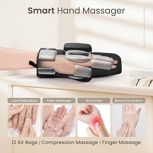 Miniatura 2 de zaza Masajeador de manos con calor y compresión para guante masajeador de manos, masaje de palma y dedos para alivio del túnel carpiano, masaje
