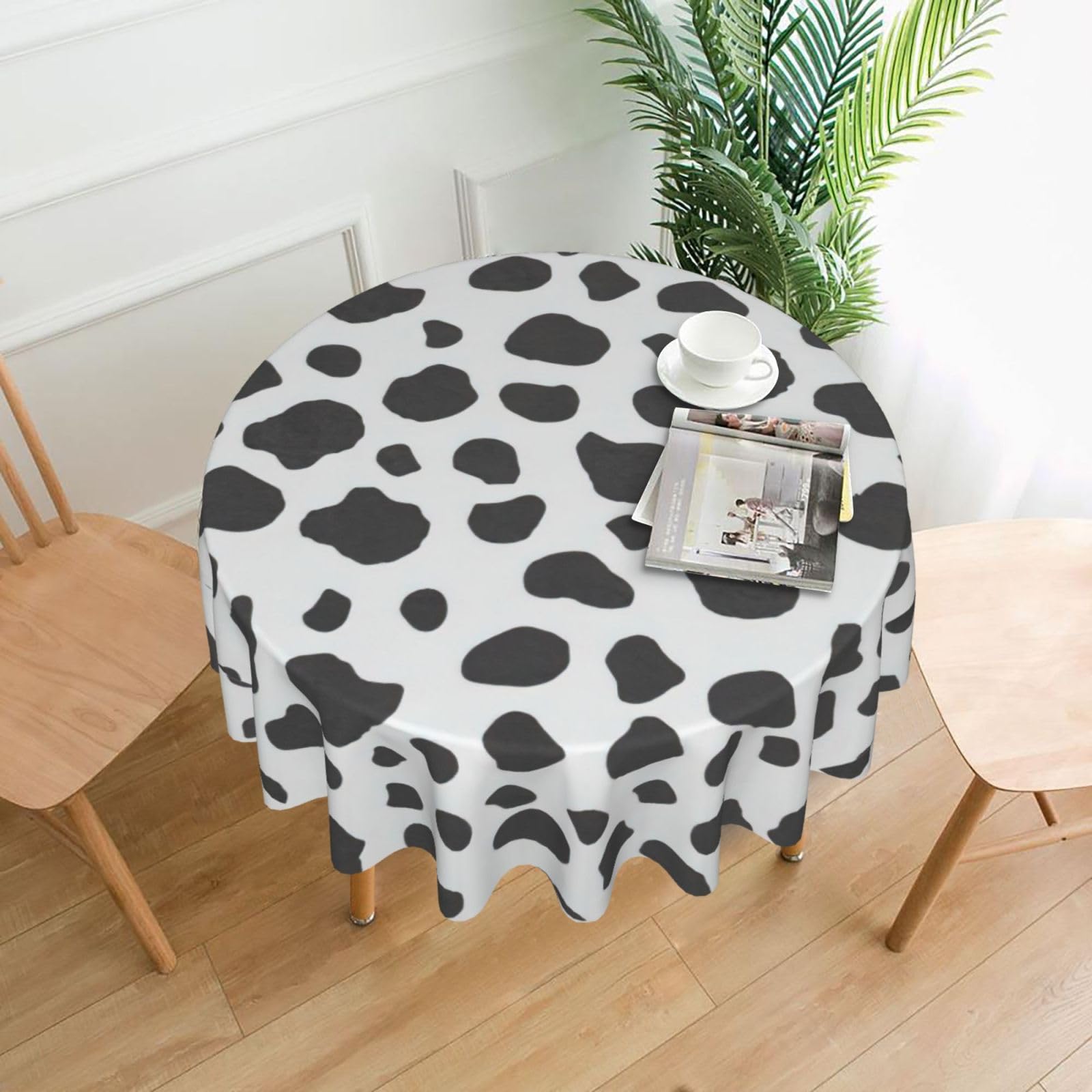 OXbnmm Cow Print Print Soft Round Tablecloth 60in Polyester Washable Cover Cozy Gift for Mom Housewarming