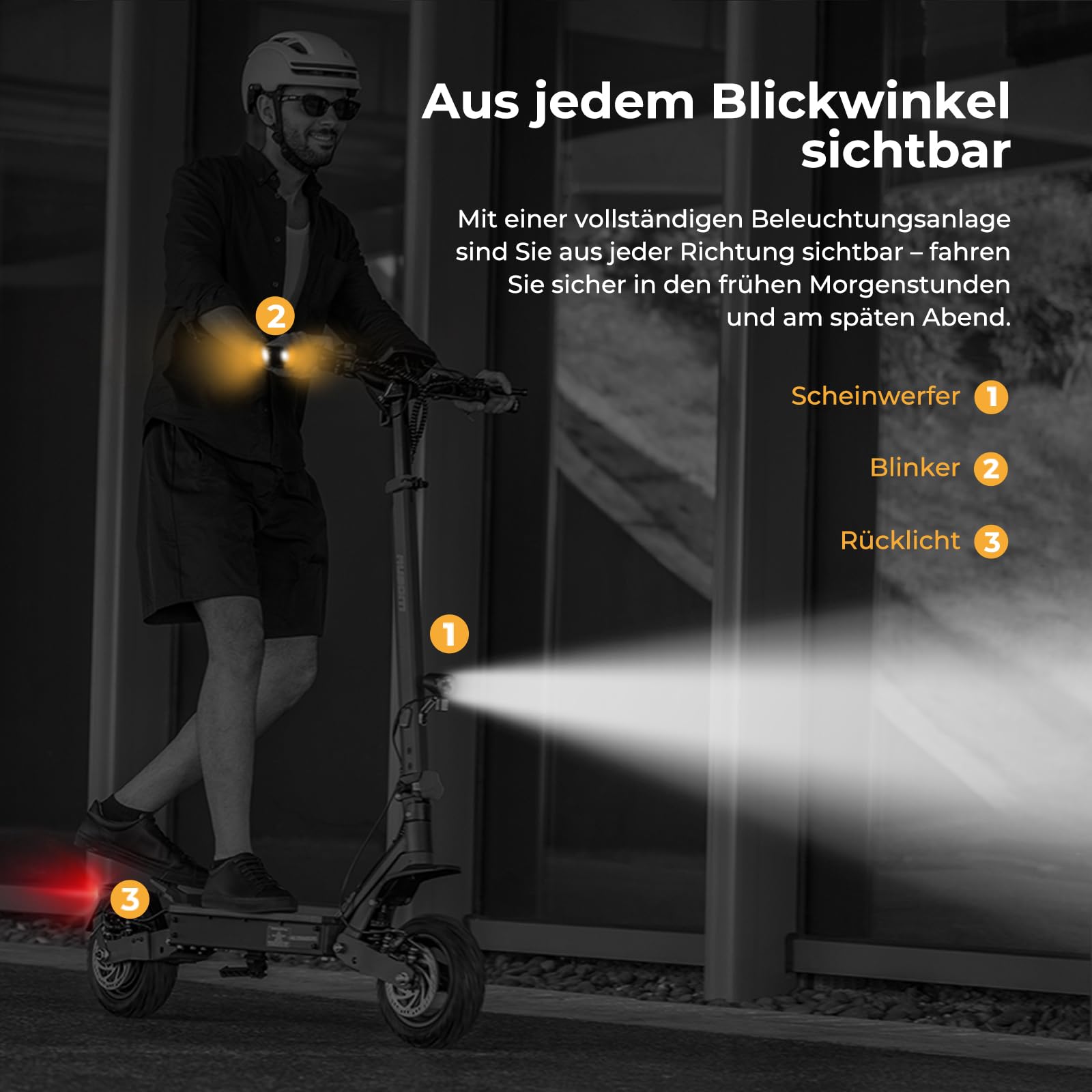 Ausom L1 E-Scooter mit Straßenzulassung (ABE), 70-90km Reichweite, 500W Motor, Max.20 km/h, Faltbarer Offroad Elektroroller für Erwachsene mit Duale Schwingarmdämpfer, Dual-Disc-Bremsen