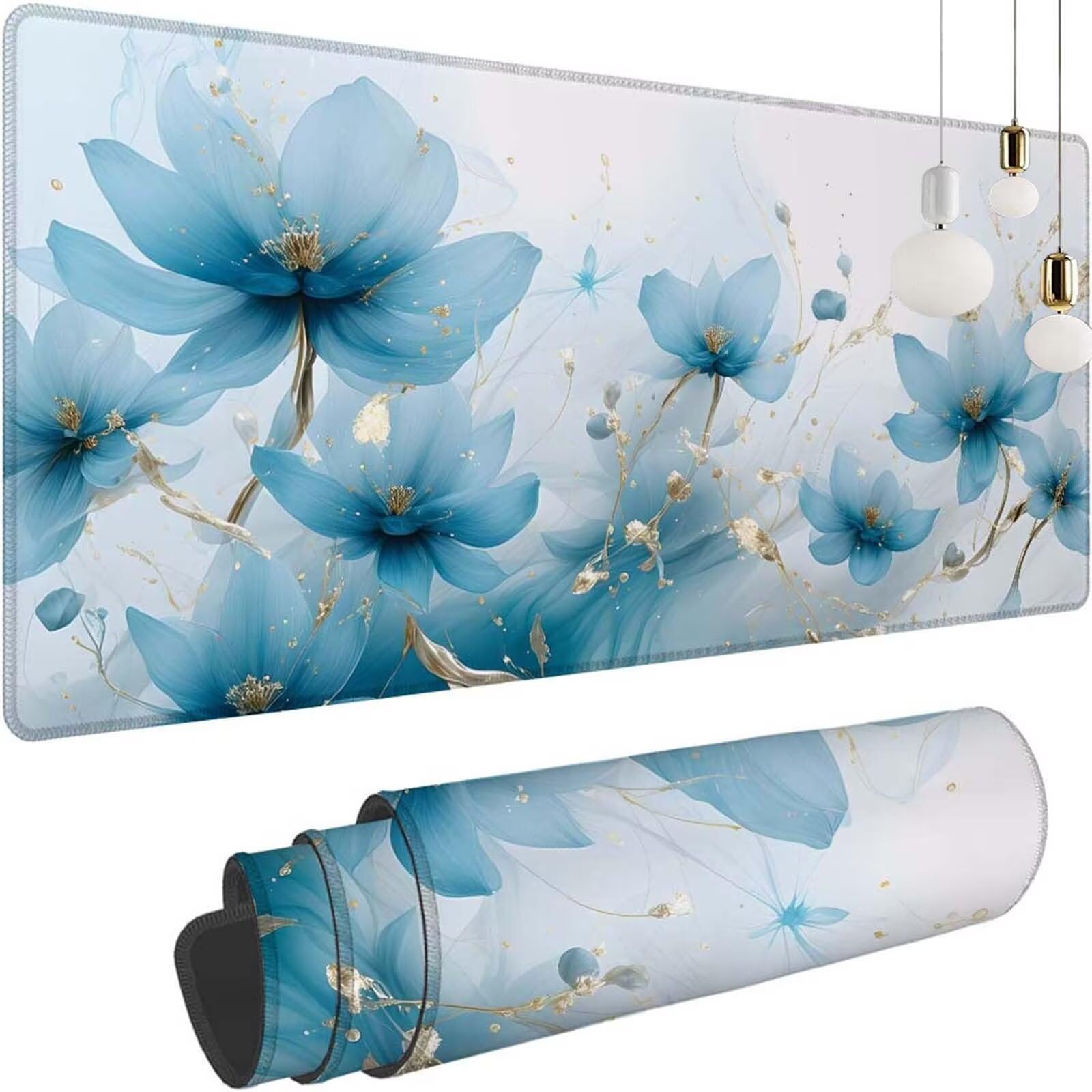 Alfombrilla Ratón Flor Sueño Alfombrilla Ratón XXL 1400x600x3mm Mouse Pad Resiste Salpicaduras, Extendida de Gran Tamaño con Bordes Cosidos, Mejora Precisión y Velocidad, Antideslizante,Duradera y-261