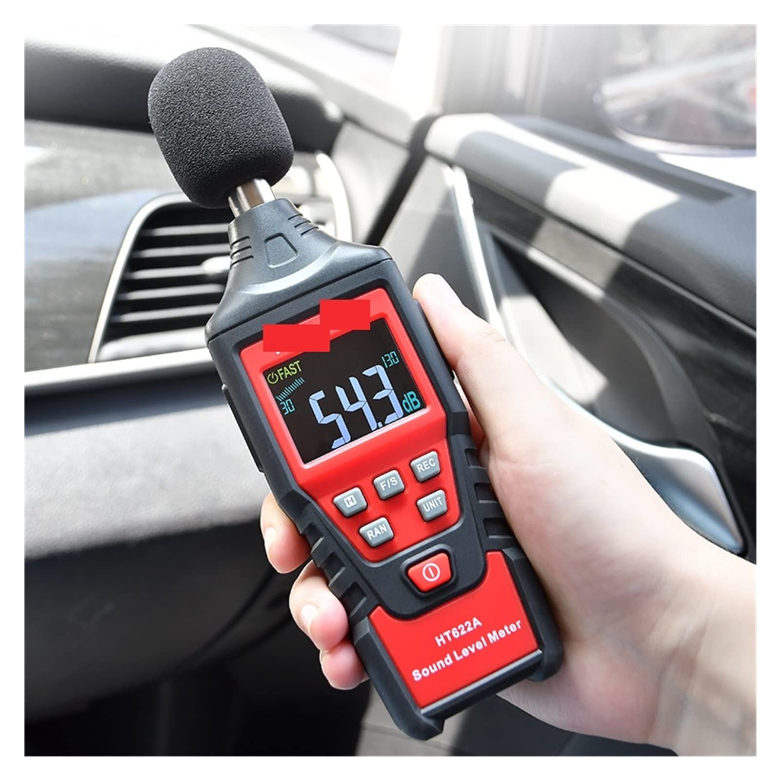 Digital Sound Level Instrument Audiospiegel Messgeräuschmessung 30-130 DBA Meter Mini Decibel Monitor HT622A,Präzisionsmessung