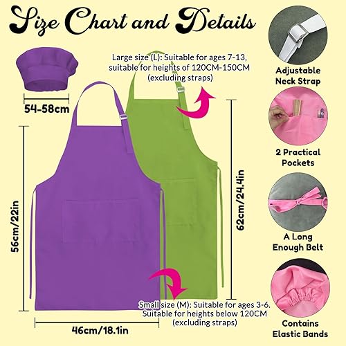 Miniatura 4 de Delantal personalizado para niños y sombrero de chef, delantal personalizado para niños con nombre, delantal de pintura personalizado, para cocinar,