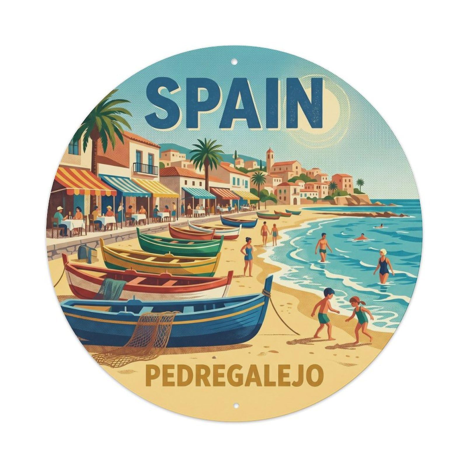 Malaga Pedregalejo Beach Spain Landmark Travel Metal Tin Sign