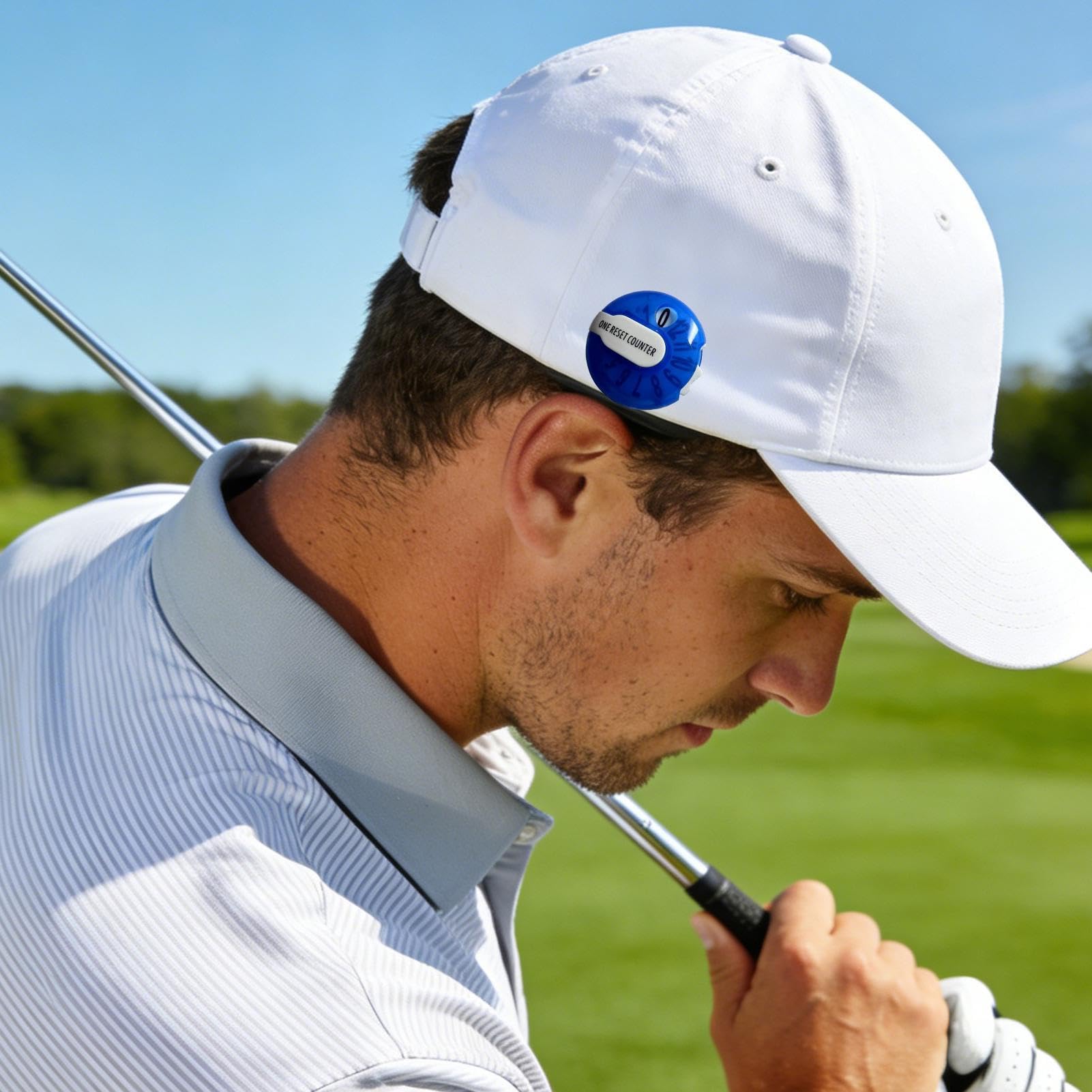 Mini Contador Golf Clicker 12 Golpes, Contador Puntuación para Guante Gorra, Reseteo Un Toque, Duradero Ligero