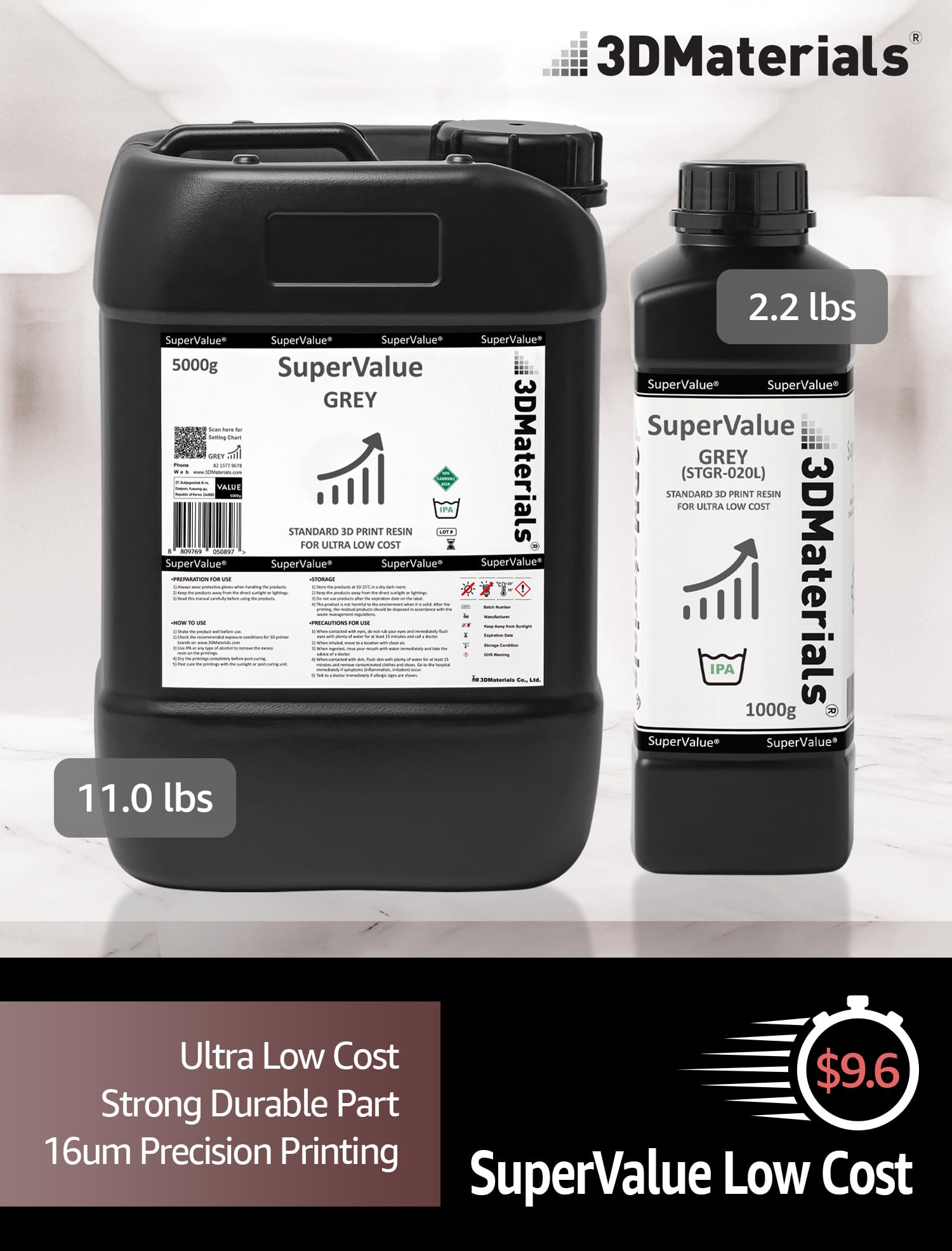 SuperValue Résine pour Imprimante 3D à Faible Coût Corée (5000g, Gris)