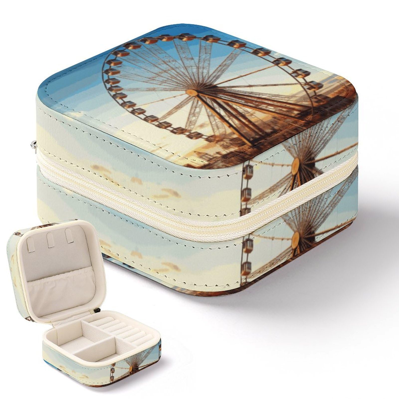 Boîte à bijoux portable en cuir pour femme | Boîte rangement bagues et colliers