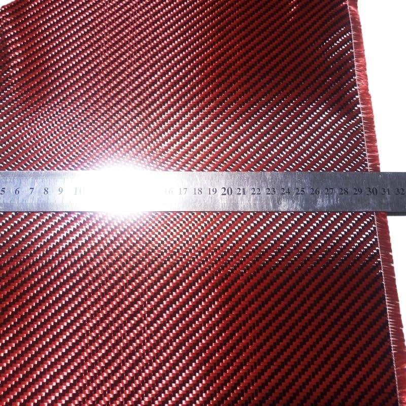 Tela híbrida Mixta de Fibra de Carbono Kevlar, Rojo, Azul y Amarillo, 50CM de Ancho, 3K, 200gsm, 20 "/50cm de Ancho, 2x2, Tela de Sarga (Color : Red, Size : 50cm Width x 1m)