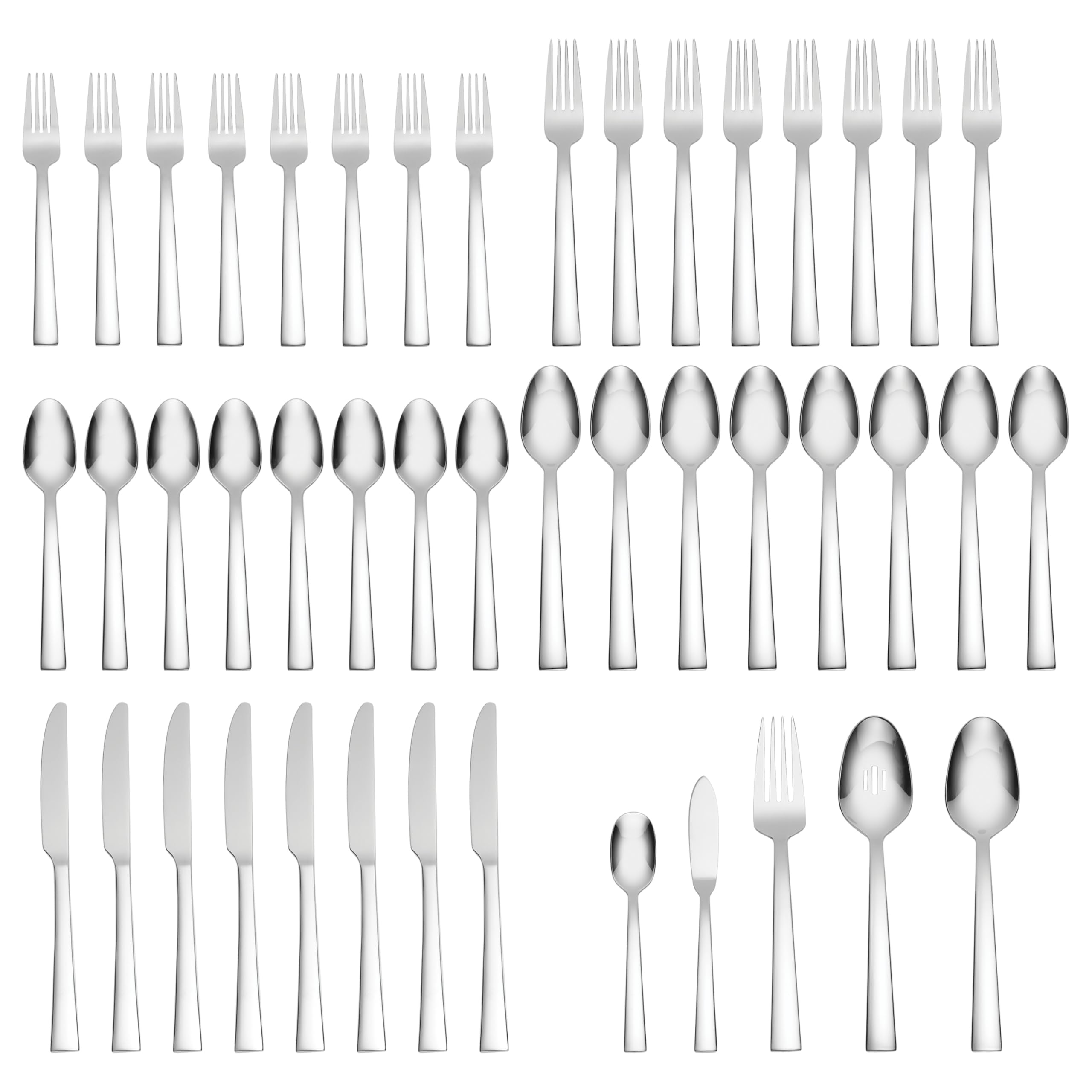 Oneida Madison Avenue - Juego de cubiertos de 45 piezas, acero inoxidable 18/0, servicio para 8, plata, 45 piezas