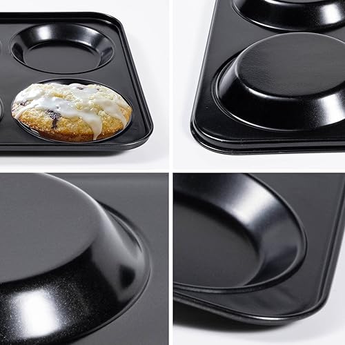 Miniatura 2 de Yorkshire - Molde para pudín, moldes para magdalenas de 4 pulgadas, paquete de 2 moldes antiadherentes para hamburguesas Whoopie, moldes para