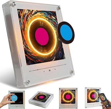 Magnetic Fridge Music Player,Music Box Fridge Magnet Magnets with NFC Programmable Player Set 9 Pcs Vintage Vinyl Record Refrigerator Magnets, 128MB Mini Jukebox, Singing Fridge Magnet Audio Gifts