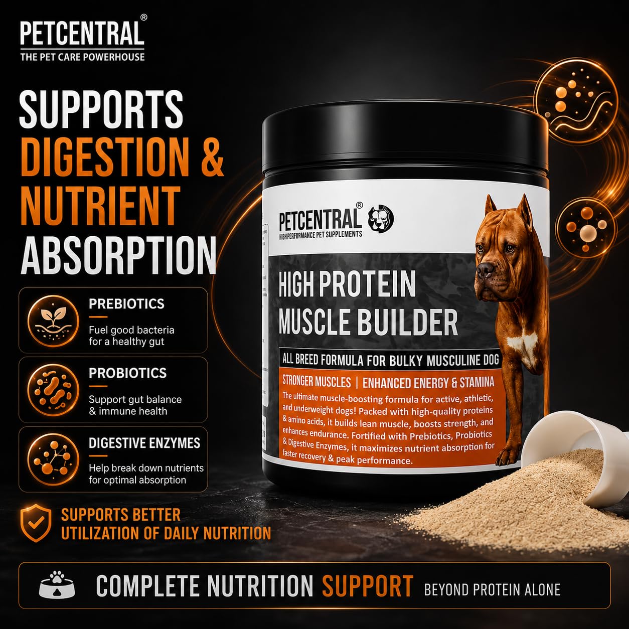 High-Protein Muscle Builder for Dogs 450g | Whey Protein & Amino Acid Supplement Powder | Supports Lean Muscle, Strength, Stamina & Recovery | Chicken Flavour | for Puppies & Adult Dogs — Amazon image 7